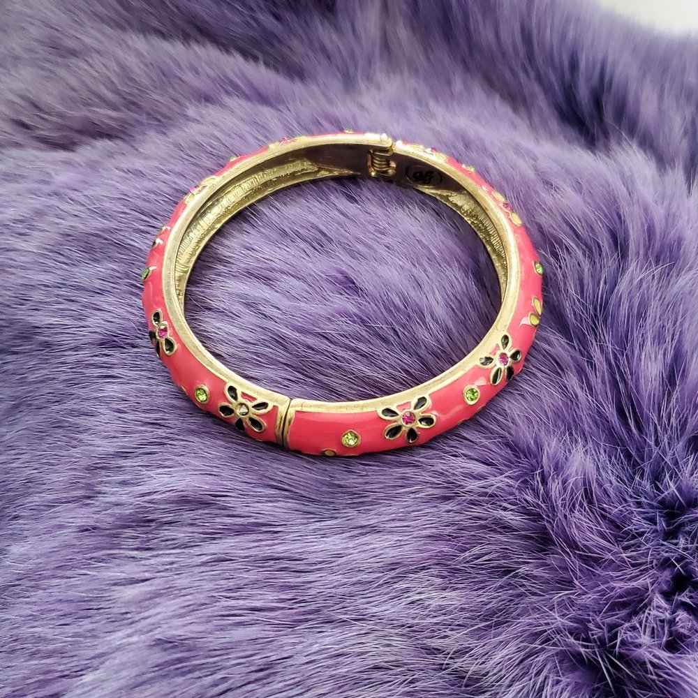 Betsey Johnson Hinged Flower Bangle Bracelet